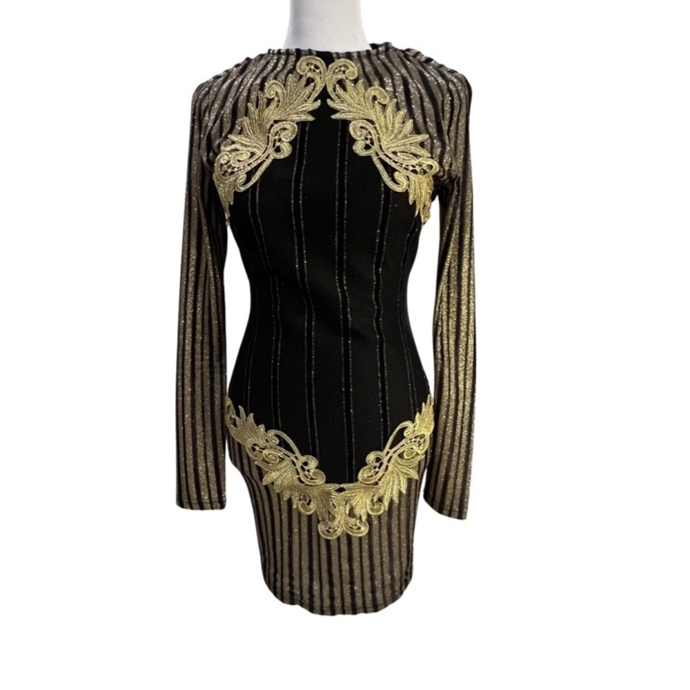Black & gold sparkly mini dress